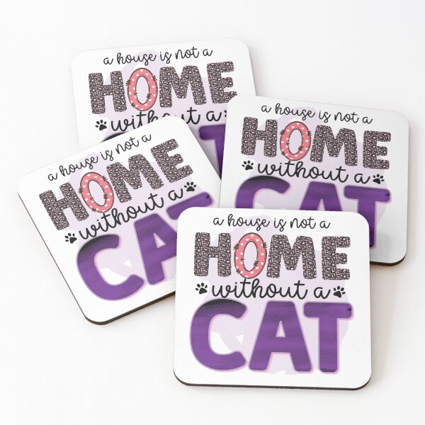 Item preview, Home Isn’t Home Without a Cat – Purple Lettering designed and sold by QuietBloom80.