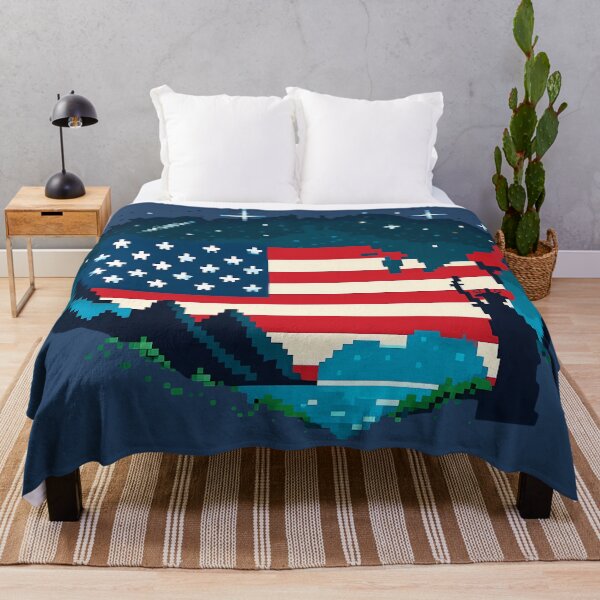 Item preview, Pixel Art United States Map with Night Sky Landscape designed and sold by Artistic canvas store.