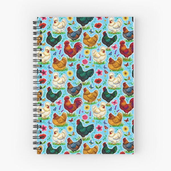 Item preview, Country Chicken and Flowers Pattern Cottagecore Chicken Breed Design Farmhouse and Butterfly Print designed and sold by JOSTH.