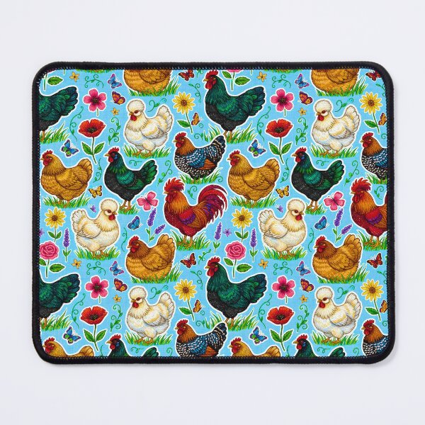 Item preview, Country Chicken and Flowers Pattern Cottagecore Chicken Breed Design Farmhouse and Butterfly Print designed and sold by JOSTH.