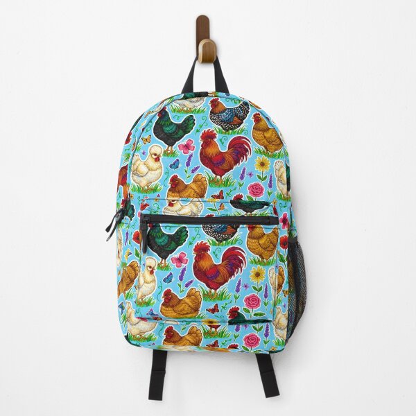 Item preview, Country Chicken and Flowers Pattern Cottagecore Chicken Breed Design Farmhouse and Butterfly Print designed and sold by JOSTH.