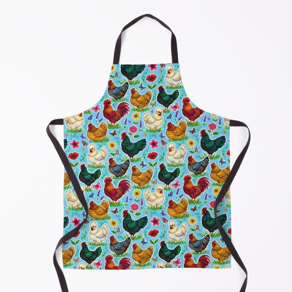 Item preview, Country Chicken and Flowers Pattern Cottagecore Chicken Breed Design Farmhouse and Butterfly Print designed and sold by JOSTH.