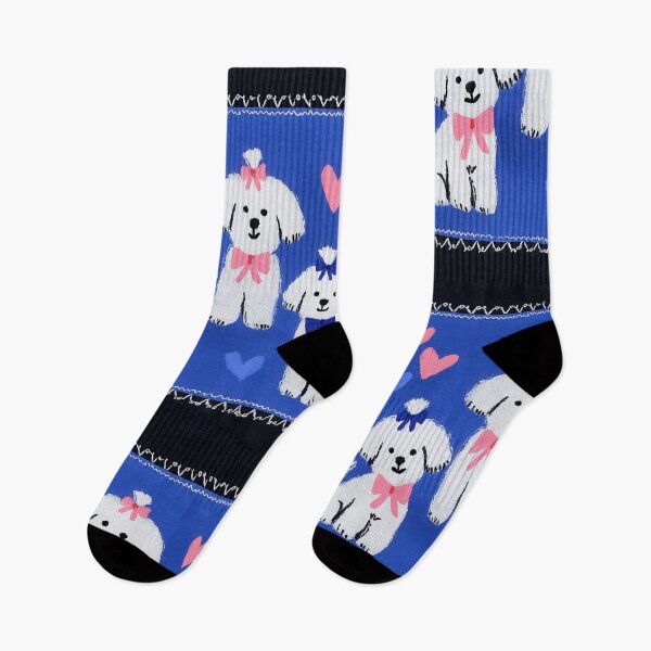 Item preview, Bichon Frises with Hearts Folk Art designed and sold by Flying Doggo.