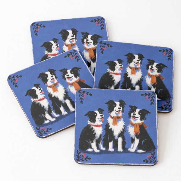 Item preview, Border Collies with Berries Folk Art designed and sold by Flying Doggo.