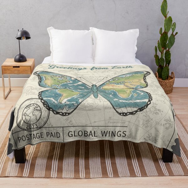 Item preview, Greetings from Earth - Vintage Butterfly World Map Stamp Design designed and sold by MerchYouSearch.