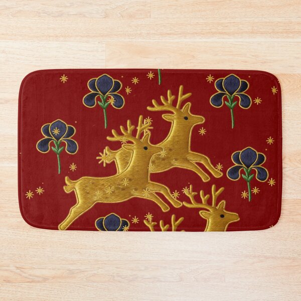 Item preview, Christmas Deer with Blue Flowers and Snow designed and sold by Ciervo Primavera.