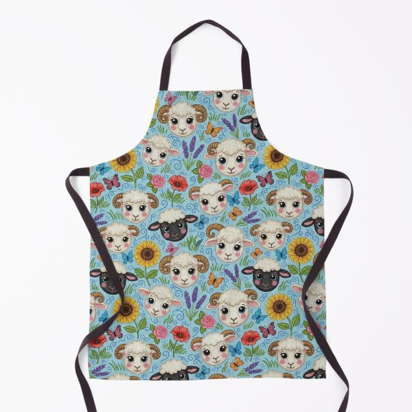 Item preview, Kawaii Sheep and Lamb Pattern Farm Floral Chibi Design Sunflower and Butterfly Print designed and sold by JOSTH.