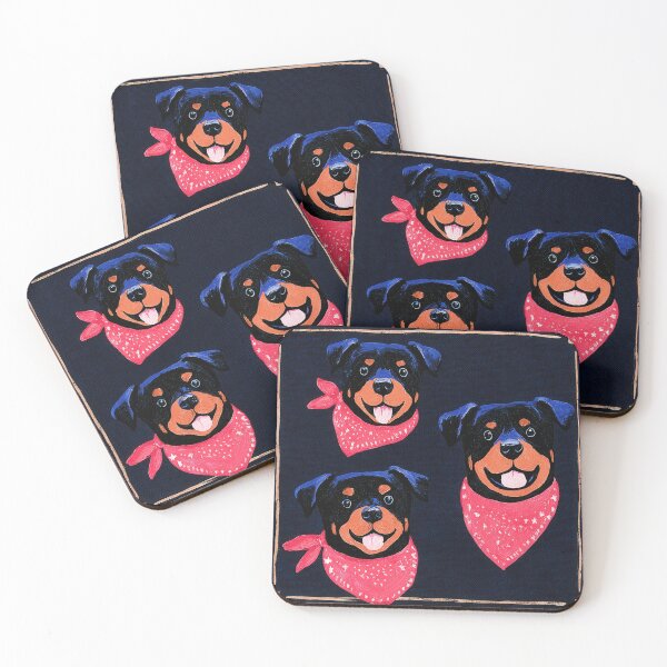 Item preview, Rottweilers with Bronze Stars Folk Art designed and sold by Flying Doggo.