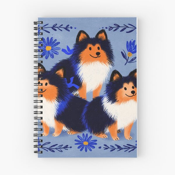 Item preview, Shelties with Daisies Folk Art Illustration designed and sold by Flying Doggo.