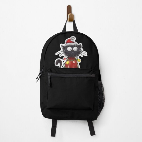 Item preview, Black Santa Cat Tangled Up In Lights Christmas Cartoon sticker desing designed and sold by kndzxf.