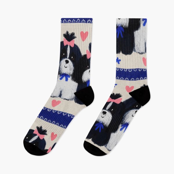 Item preview, Sweet Shih Tzus with Hearts Folk Art designed and sold by Flying Doggo.