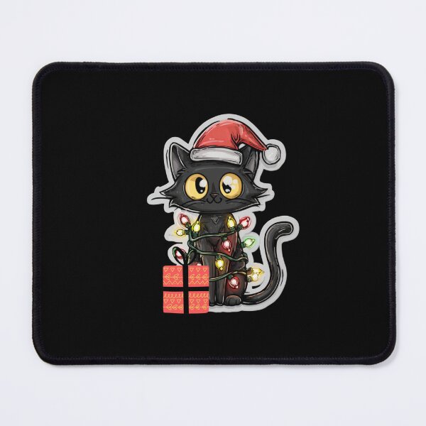 Item preview, Black Santa Cat Tangled Up In Lights Christmas Cartoon sticker Desing  designed and sold by kndzxf.