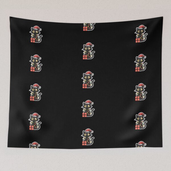 Item preview, Black Santa Cat Tangled Up In Lights Christmas Cartoon sticker Desing  designed and sold by kndzxf.