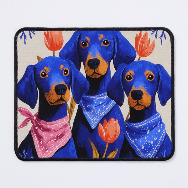 Item preview, Vizslas with Tulips Folk Art Illustration designed and sold by Flying Doggo.