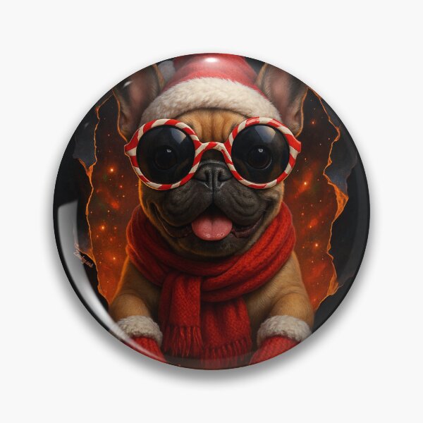 Item preview, Franse Bulldog met Kerstmuts – Feestelijke Stijl designed and sold by Zouky.art.