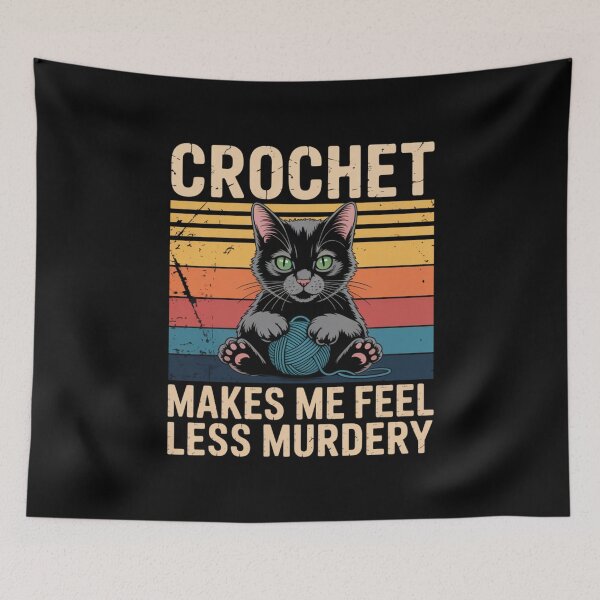 Item preview, Crochet Makes Me Feel Less Murdary - Funny Cat Design for Cat Lovers designed and sold by Gogetgiggles.