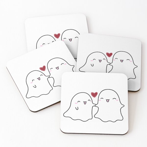 Item preview, Kawaii Ghosts Holding Hands – Halloween Couple Design designed and sold by marialetiziaa.