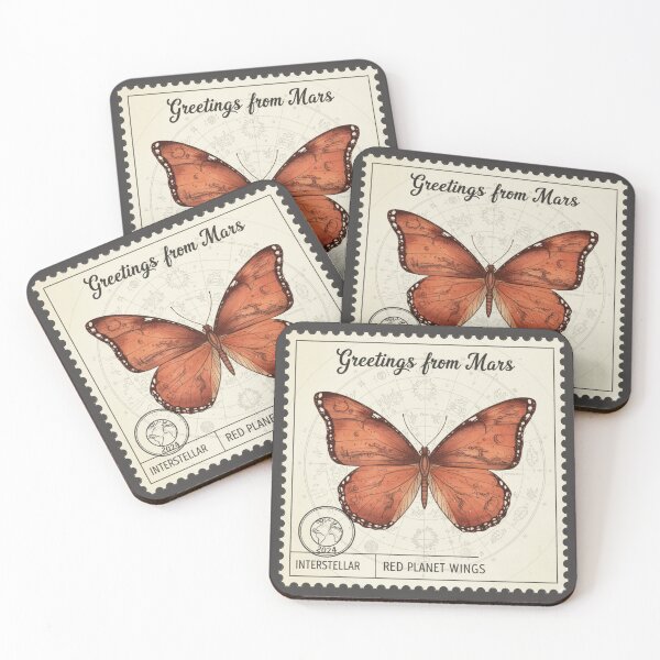 Item preview, Greetings from Mars - Vintage Butterfly Planet Stamp Design designed and sold by MerchYouSearch.