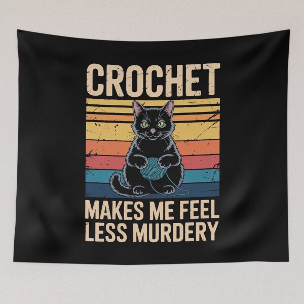 Item preview, Crochet Makes Me Feel Less Murdary - Funny Cat Design for Cat Lovers designed and sold by Gogetgiggles.