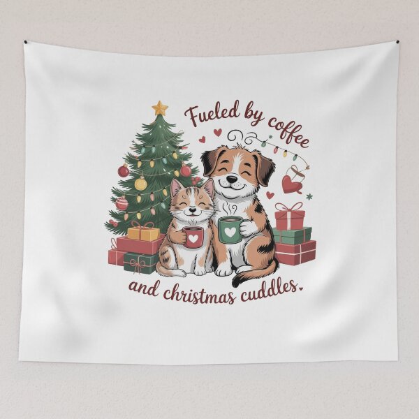 Item preview, Fueled by Coffee and Christmas Cuddles Funny Pet Lover designed and sold by DOPANDA ..