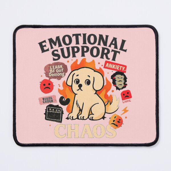 Item preview, Emotional Support Chaos – Anxious Dog in Flames Meme Design designed and sold by SanPedroArt.