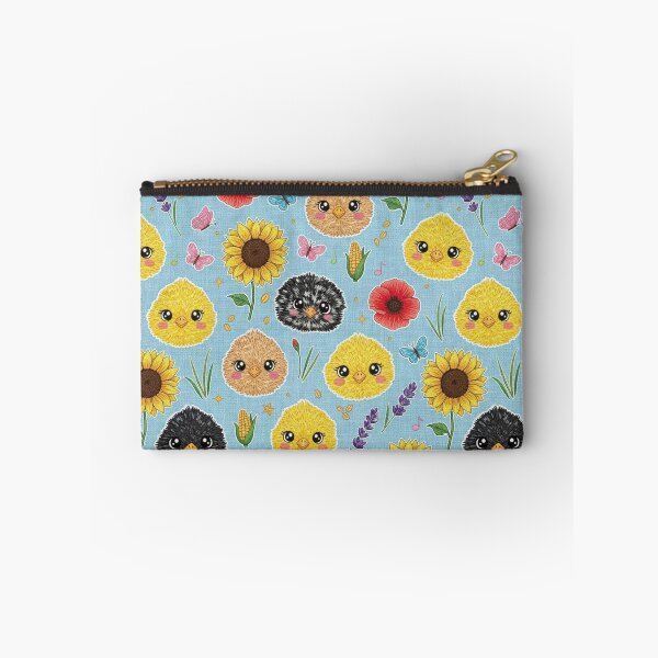 Item preview, Kawaii Chicks with Sunflowers Pattern Country Baby Bird Design Farm Floral Print and Butterflies designed and sold by JOSTH.