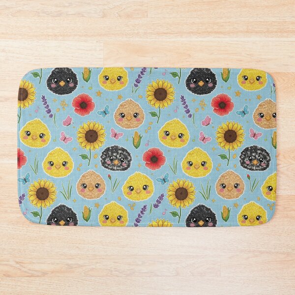 Item preview, Kawaii Chicks with Sunflowers Pattern Country Baby Bird Design Farm Floral Print and Butterflies designed and sold by JOSTH.