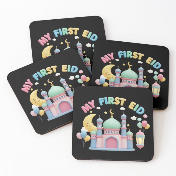 Item preview, "My First Eid" 3D Pastel Mosque, Moon & Balloons Celebration designed and sold by D-Islamic.