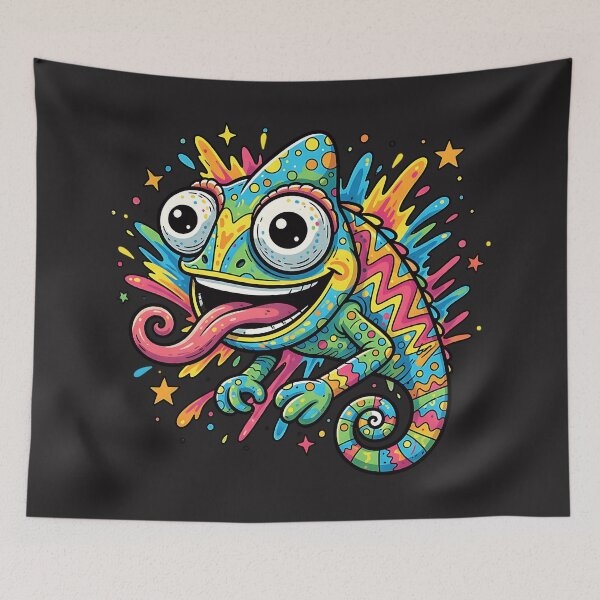 Item preview, Psychedelic Chameleon Splash in Cartoon Style designed and sold by AwesomeBeyondLimits.