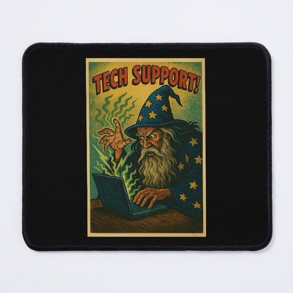 Item preview, Magic Tech Support – Vintage Wizard Fixing Laptop designed and sold by The Devil's Bargain.