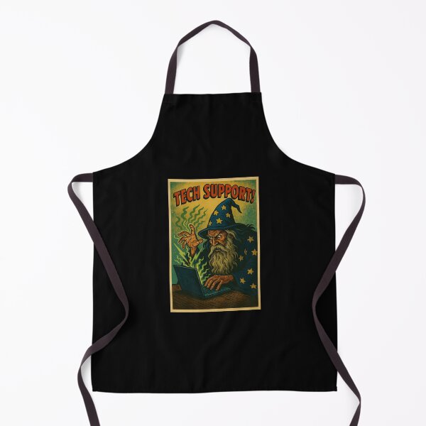 Item preview, Magic Tech Support – Vintage Wizard Fixing Laptop designed and sold by The Devil's Bargain.