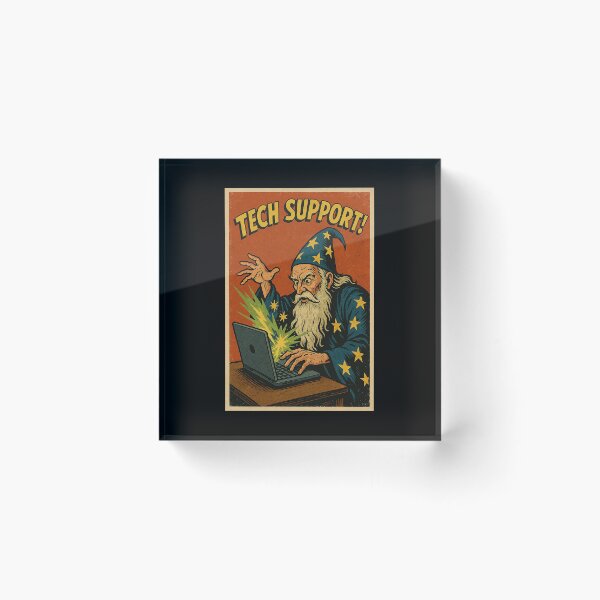 Item preview, Tech Support Wizard – Retro Magic Computer Poster designed and sold by The Devil's Bargain.