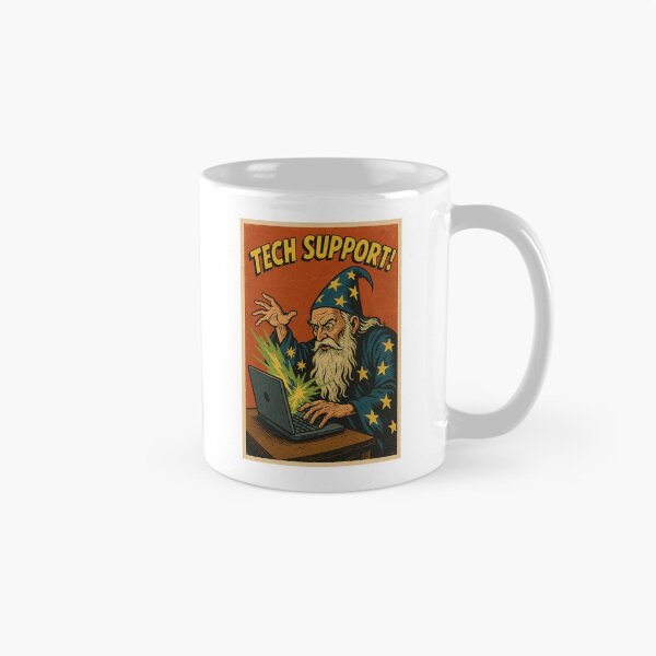 Item preview, Tech Support Wizard – Retro Magic Computer Poster designed and sold by The Devil's Bargain.