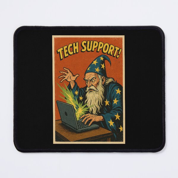 Item preview, Tech Support Wizard – Retro Magic Computer Poster designed and sold by The Devil's Bargain.