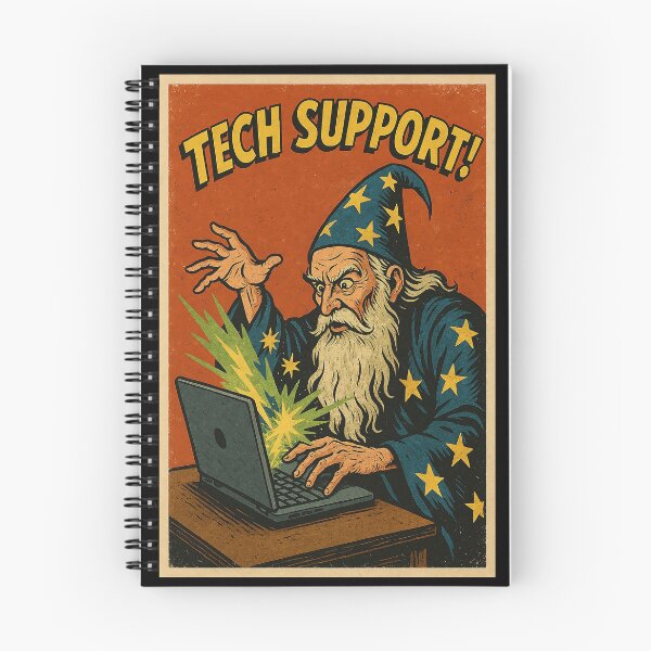 Item preview, Tech Support Wizard – Retro Magic Computer Poster designed and sold by The Devil's Bargain.