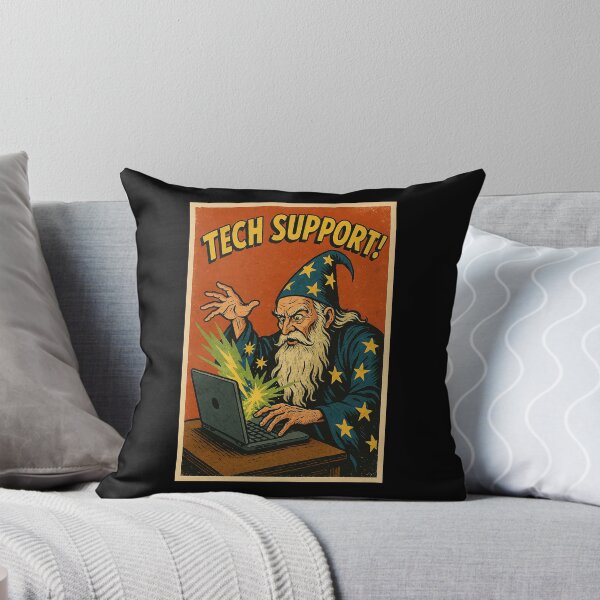 Item preview, Tech Support Wizard – Retro Magic Computer Poster designed and sold by The Devil's Bargain.