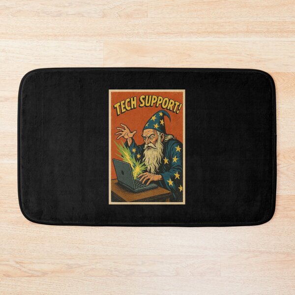 Item preview, Tech Support Wizard – Retro Magic Computer Poster designed and sold by The Devil's Bargain.