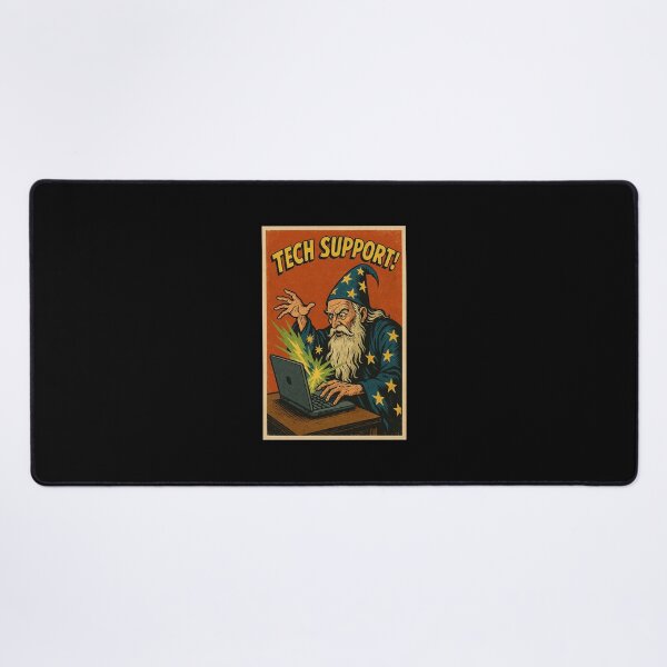 Item preview, Tech Support Wizard – Retro Magic Computer Poster designed and sold by The Devil's Bargain.
