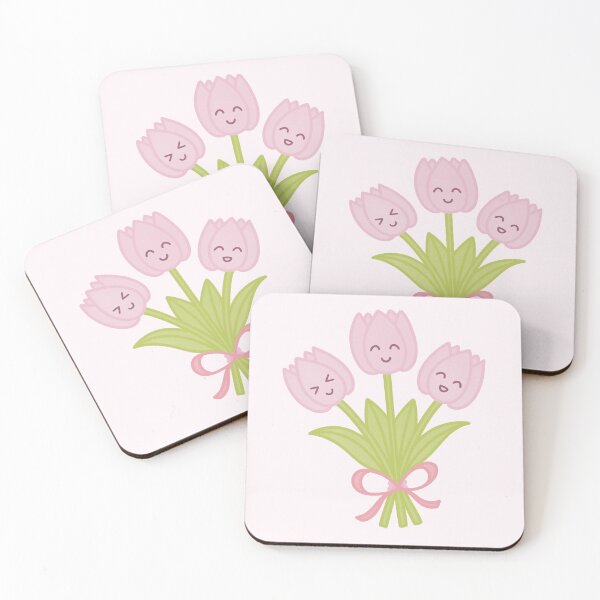 Item preview, Cute smiling tulip bouquet designed and sold by winterpumpkin.