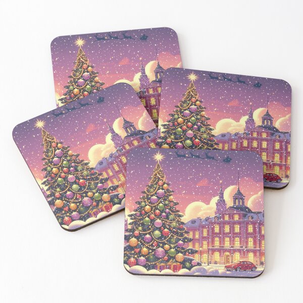 Item preview, Christmas City Scene – Cozy Winter Town Illustration with Christmas Trees and Lights designed and sold by Sugar Wisdom .