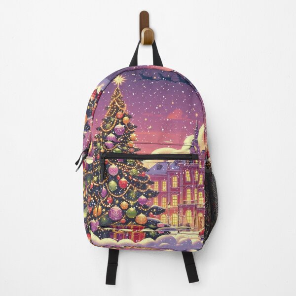 Item preview, Christmas City Scene – Cozy Winter Town Illustration with Christmas Trees and Lights designed and sold by Sugar Wisdom .