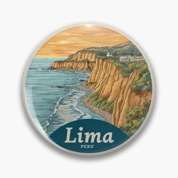 Item preview, Lima Peru Vintage Travel Sticker Retro Coastal Cliffs & Pacific Ocean Design designed and sold by Blurbean.