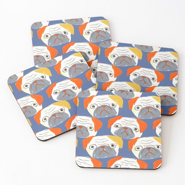 Item preview, Blue and Orange Pug Faces Pattern designed and sold by dreampik.