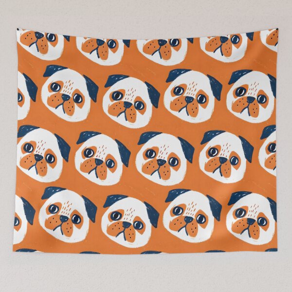 Item preview, Orange Background Pug Pattern designed and sold by dreampik.