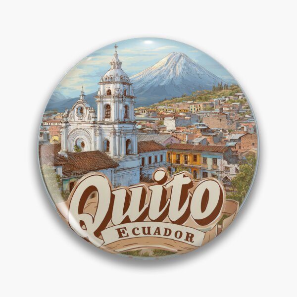 Item preview, Quito Ecuador Vintage Travel Sticker Retro Colonial City & Volcano Design designed and sold by Blurbean.