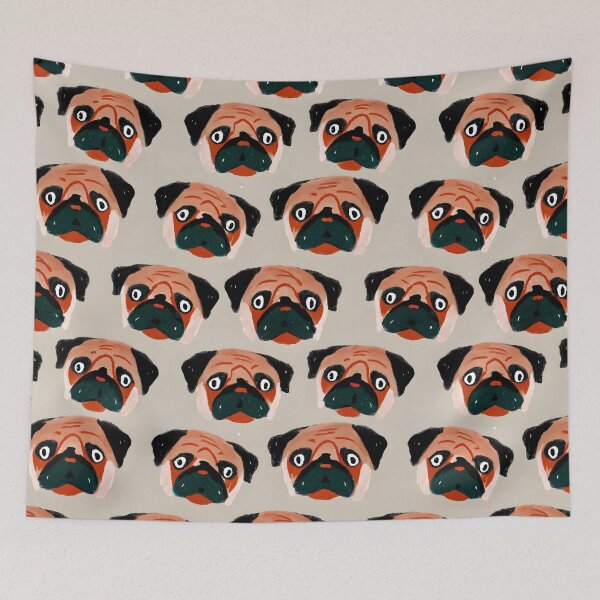 Item preview, Grey Background Pug Pattern designed and sold by dreampik.
