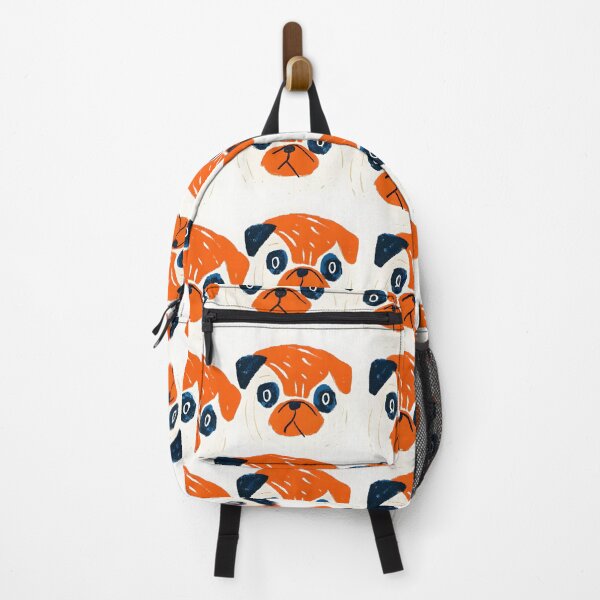 Item preview, Orange and White Pug Faces Pattern designed and sold by dreampik.