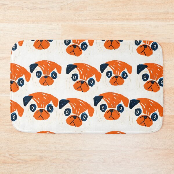 Item preview, Orange and White Pug Faces Pattern designed and sold by dreampik.