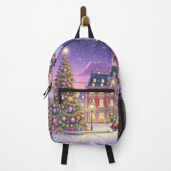 Item preview, Christmas City Scene – Cozy Winter Town Illustration with Christmas Trees and Lights designed and sold by Sugar Wisdom .
