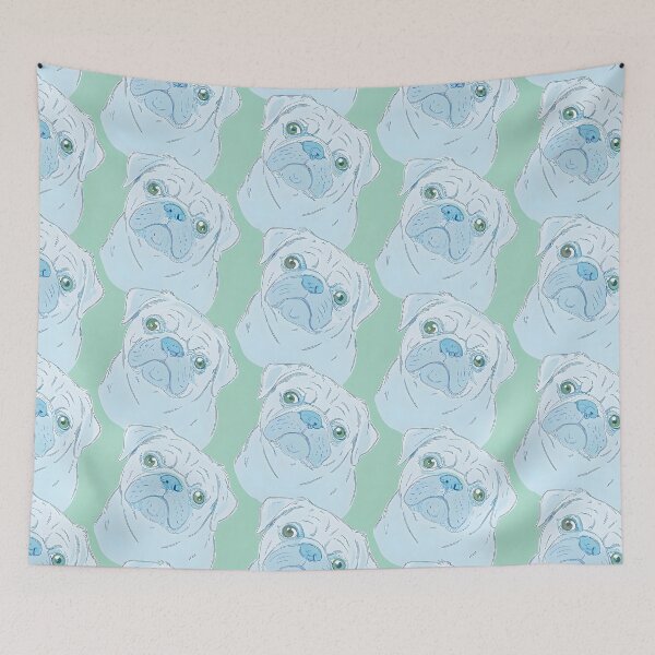 Item preview, Light Blue Pug Pattern designed and sold by dreampik.